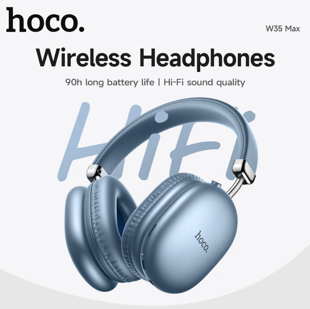 Навушники Bluetooth гарнітура Hoco W35 Max бездротові повнорозмірні Блакитний - зображення 3