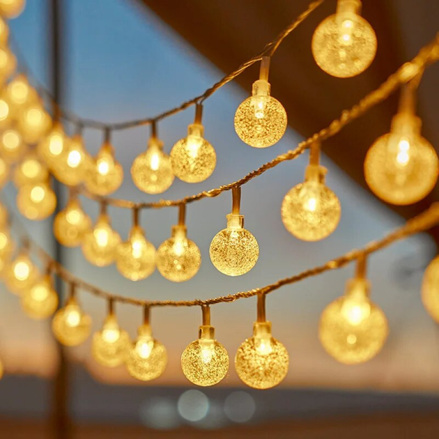 Светодиодная гирлянда "Шарики прозрачные" 20 LED, 5м + переходник, 220V, IP44, Теплый белый - Фото 4 Светодиодная гирлянда "Шарики прозрачные" 20 LED, 5м + переходник, 220V, IP44, Теплый белый - изображение 4