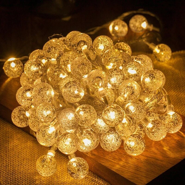 Светодиодная гирлянда "Шарики прозрачные" 20 LED, 5м + переходник, 220V, IP44, Теплый белый - Фото 6 Светодиодная гирлянда "Шарики прозрачные" 20 LED, 5м + переходник, 220V, IP44, Теплый белый - изображение 6