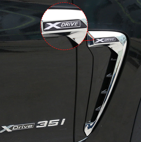 Накладки на крила-зябра BMW X5 F15 стиль Xdrive чорні + хром - зображення 2