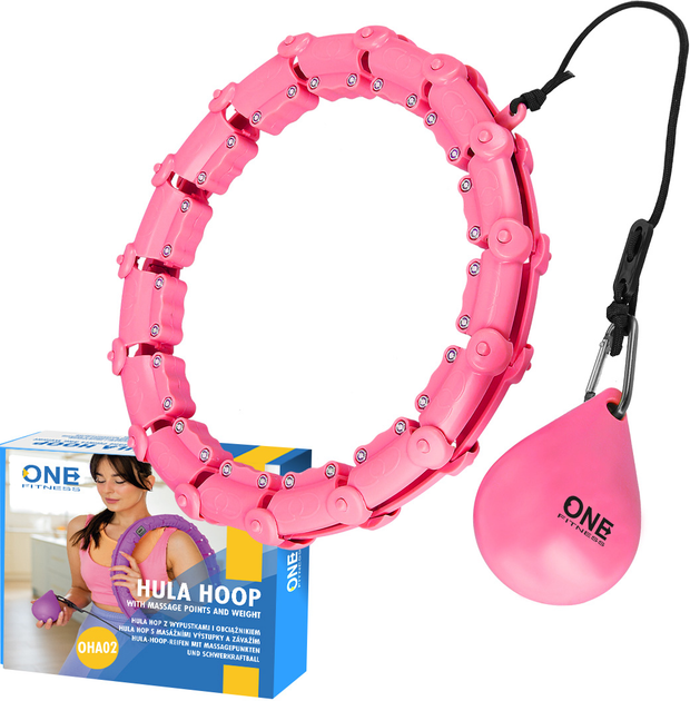 Hula Hoop z wypustkami i obciążnikiem HMS One Fitness OHA02 Różowy (5907695552669) - obraz 8