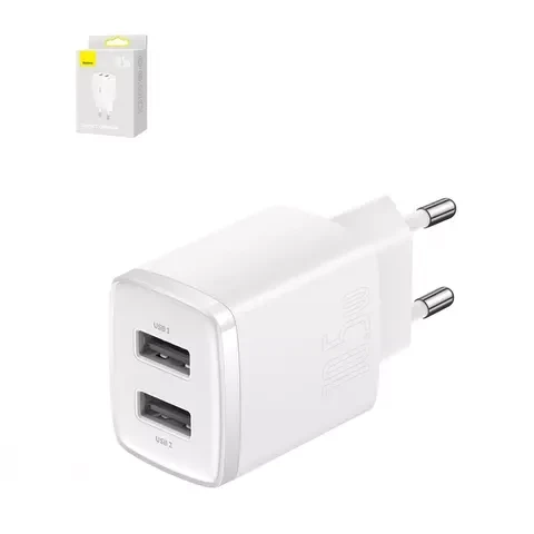 Зарядное устройство СЗУ Baseus Compact Charger 2U 10.5W White (CCCP10UC) - изображение 2