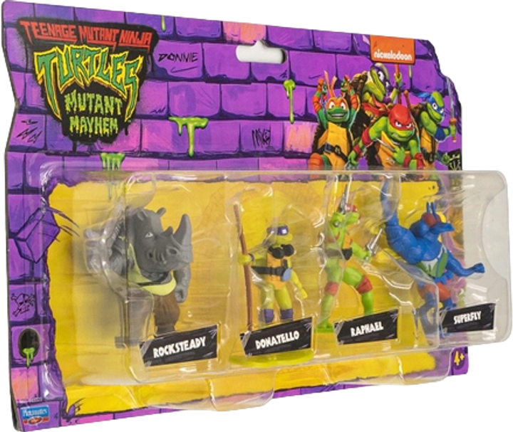 Zestaw figurek Playmates Wojownicze Żółwie Ninja Donatello Raphael Rocksteady Superfly 4 szt (0043377833222) - obraz 2