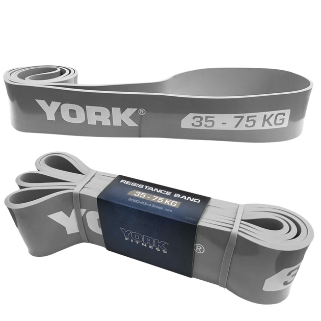 Резинка для фітнесу York 35-75кг - 2080x85x4,5 мм, сірий - зображення 7