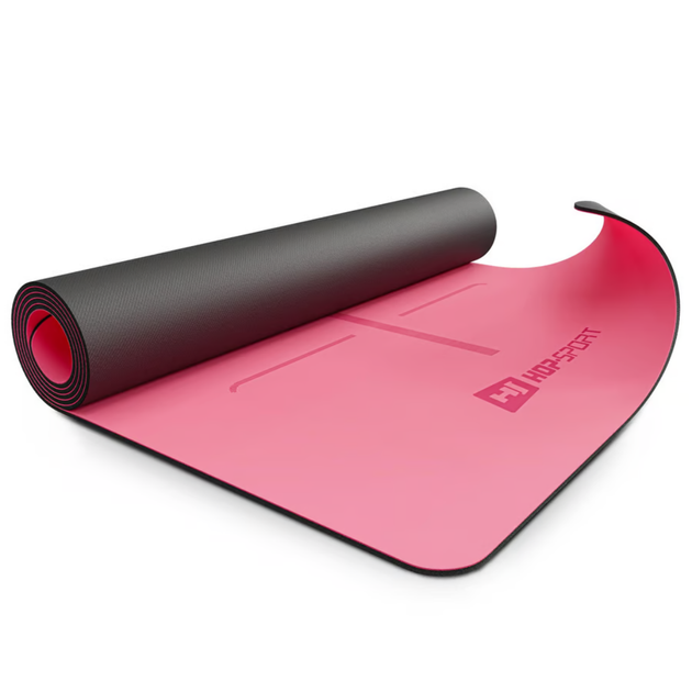 Йога-мат Hop-Sport PU 0,5см 183 x 68см HS-P005GM розовый - изображение 3