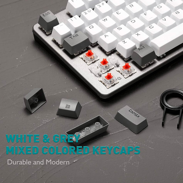 Клавіатура дротова Aula Wind F3287 Mechanical Grey/White KRGD Blue USB EN/UA (6948391240954) - зображення 7
