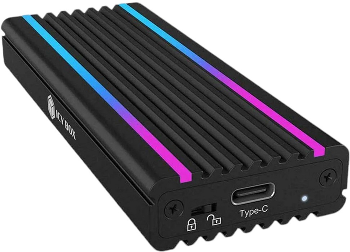 Зовнішня кишеня Icy Box USB Type-C для M.2  NVMe SSD RGB (IB-1824ML-C31) - зображення 1