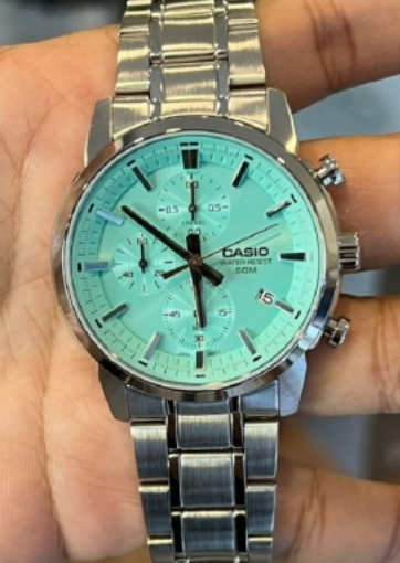 Мужские часы CASIO MTP-E510D-2AVDF Серебро/Экран Бирюзовый