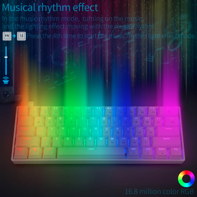 Игровая механическая клавиатура Skyloong GK61 SK61 Gateron Hot-Swap с подсветкой RGB Белая - изображение 5