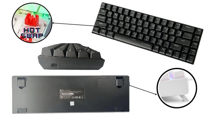 Механічна клавіатура E-YOOSO Z686 з підсвіткою Hot-Swap RGB Чорна - Фото 3 Механічна клавіатура E-YOOSO Z686 з підсвіткою Hot-Swap RGB Чорна - зображення 3