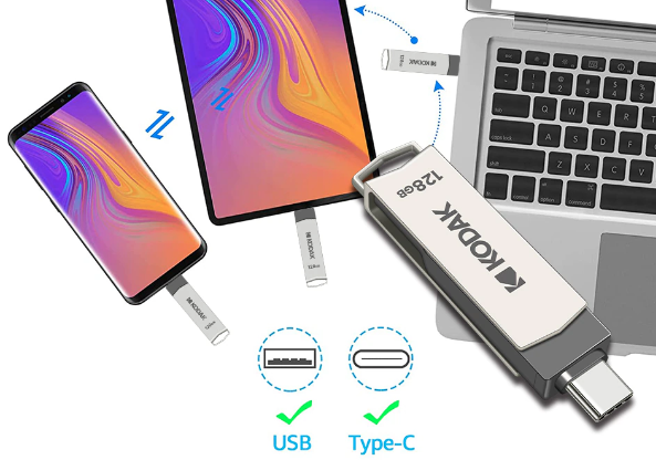 Флешка Kodak 64GB 2в1 (USB / Type-C) Металл - Фото 2 Флешка Kodak 64GB 2в1 (USB / Type-C) Металл - изображение 2