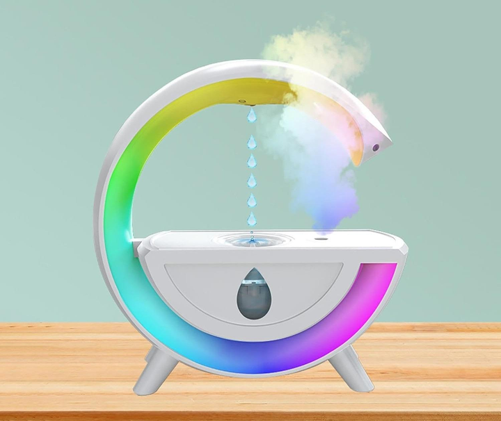 Увлажнитель воздуха антигравитационный капельный эффект, ночник с RGB подсветкой WHITE (027j) - изображение 6