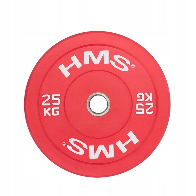 Диск олімпійський HMS Bumper 25 кг червоний (5907695520729) - зображення 1