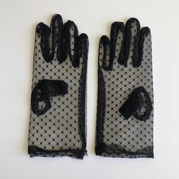 Короткі вечірні рукавички в дрібний горошок Honey Fashion Accessories XS/S/M чорний (7-85) - изображение 6