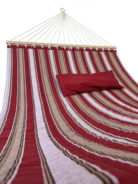Гамак с планкой Siesta Red XXL 200х150 WCG Стеганая ткань + подушка - изображение 3