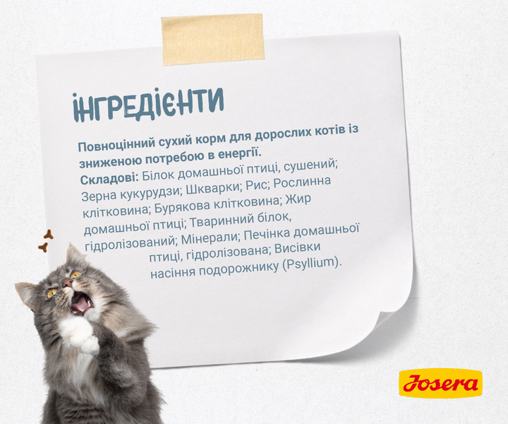 Корм для малоактивних або з надлишковою вагою котів JOSERA Leger 10 кг - изображение 4