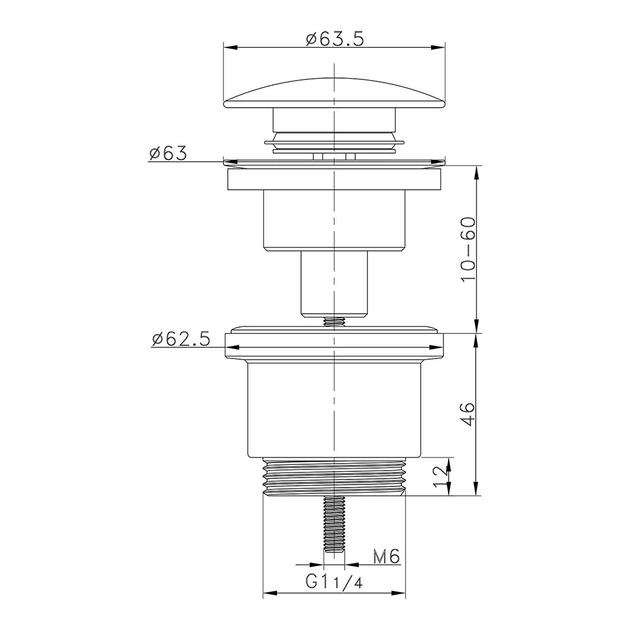 Донный клапан WEZER WHR -104-B, автомат, Ø63мм, 1 1/4", черный - изображение 5