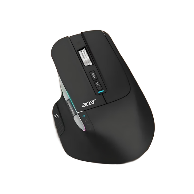 Мышь ACER OMR225 с комбинированным подключением, RGB, бесшумная, с боковым колёсиком, 4800 DPI, чёрный - изображение 2