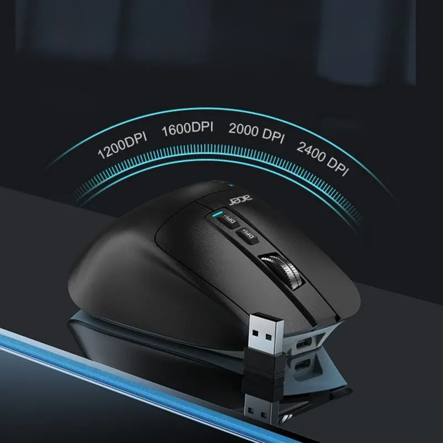 Мышь ACER OMR225 с комбинированным подключением, RGB, бесшумная, с боковым колёсиком, 4800 DPI, чёрный - изображение 5