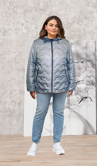 Демісезонна куртка Lady Prestige П92 56 сіра - Фото 1 Демісезонна куртка Lady Prestige П92 56 сіра - изображение 1