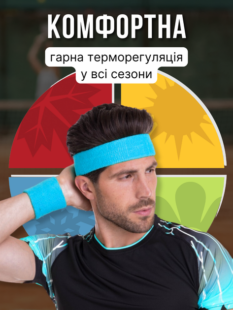 Повязка на голову спортивная для волос бега спорта беговая женская мужская теннисная футбольная тонкая налобная резинка лента спорт на лоб для занятий спортом футбола тенниса женщин мужчин тренировок Hechpro АН5576 голубая - изображение 6