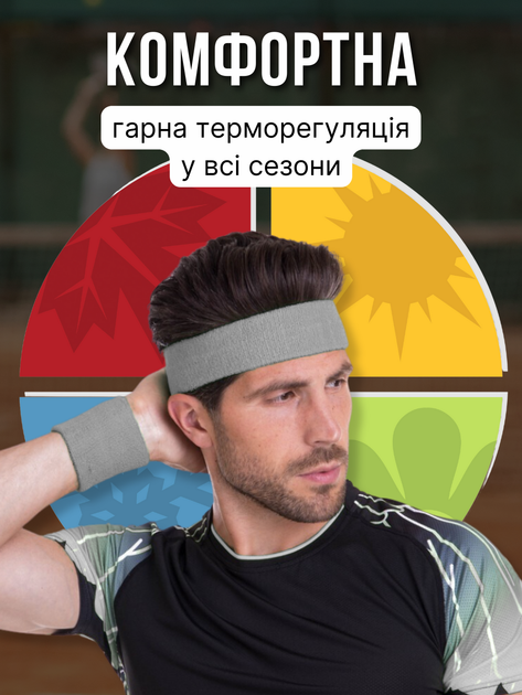 Повязка на голову спортивная для волос бега спорта беговая женская мужская теннисная футбольная тонкая налобная резинка лента спорт на лоб для занятий спортом футбола тенниса женщин мужчин тренировок Hechpro АН5576 серая - изображение 6