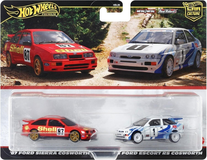 Zestaw Hot Wheels Premium 2-Pack 93 Ford Escort RS Cosworth / 87 Ford Sierra Cosworth Mini Car (0194735184583) - obraz 1