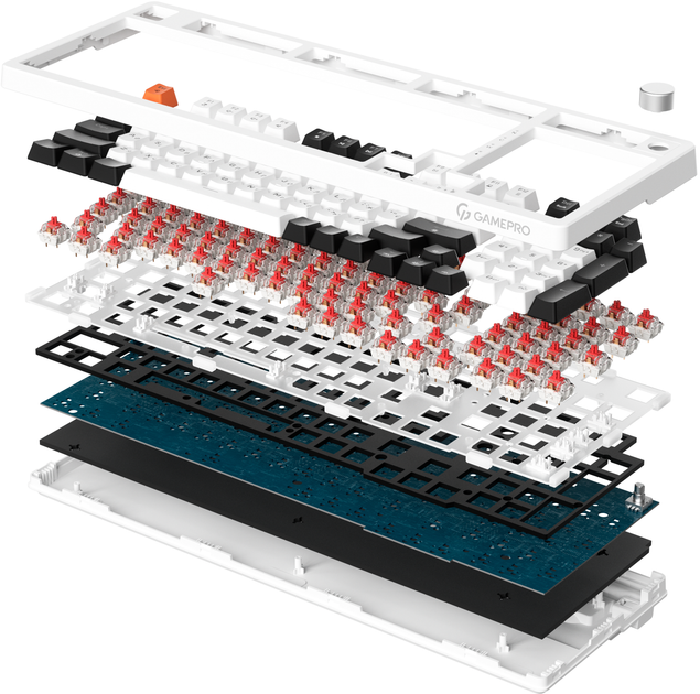 Клавиатура механическая проводная GamePro MK170W Hot-Swap Red Swich 95% RGB White - изображение 2