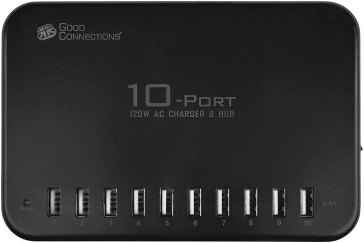 Сетевое зарядное устройство Good Connections Fast Charging Station 10 x USB-A 120W Black (PCA-D002S) - изображение 3