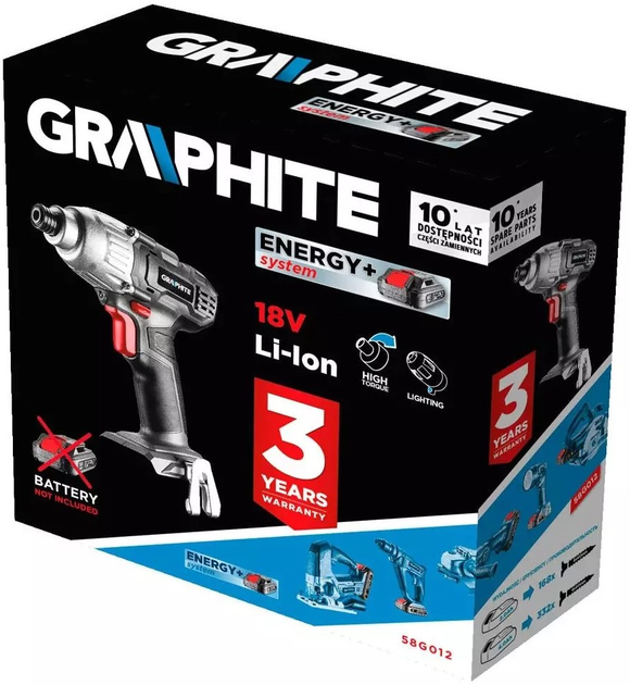 Шуруповерт акумуляторний Graphite Energy+ 18 В 58G012 без акумулятора та зарядного пристрою (5902062035400) - зображення 12