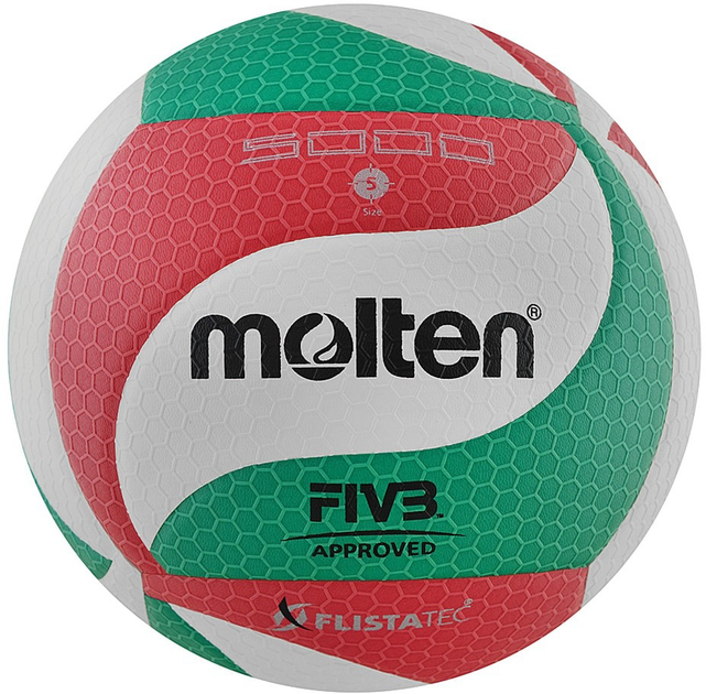 Piłka siatkowa Molten V5M5000 FIVB biało-czerwono-zielona (4905741896119) - obraz 1