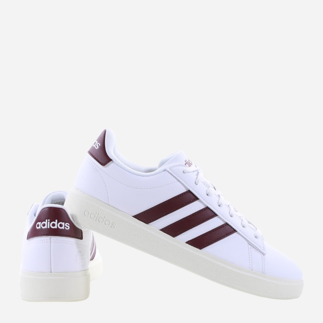 Чоловічі кеди низькі adidas Grand Court 2.0 HP2534 42.5 Білий/Бордовий (4066746618295) - зображення 3