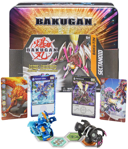 Pudełko do przechowywania Spinmaster Bakugan Baku-Tin z ekskluzywnym Darkus Sectanoid Bakugan i kolejną niespodzianką Bakugan (0778988389478) - obraz 1