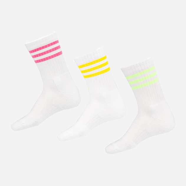 Набір дитячих шкарпеток високих бавовняних 3 пари Adidas IP2638 3-Stripes Cushioned Crew Socks 3P L Білі(4067886377042) - зображення 2