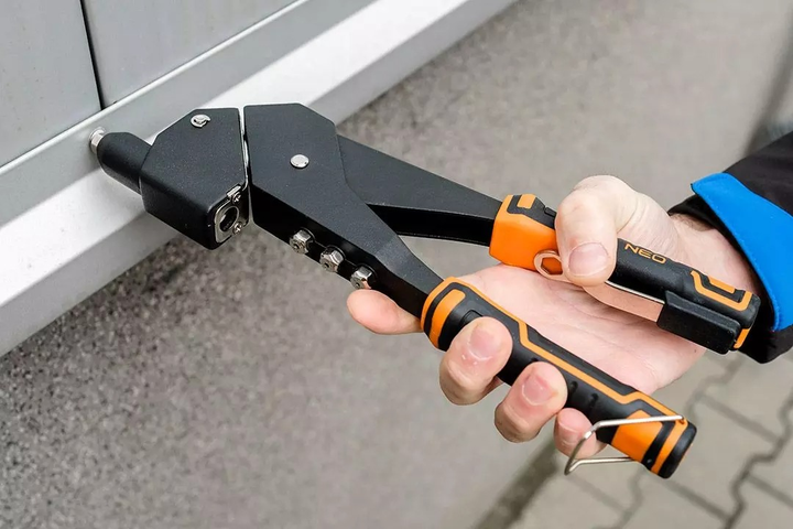 Nitownica NEO Tools z głowicą obrotową do nitów stalowych i aluminiowych 2.4/3.2/4.0/4.8 mm 18-102-1 (5907558497311) - obraz 8