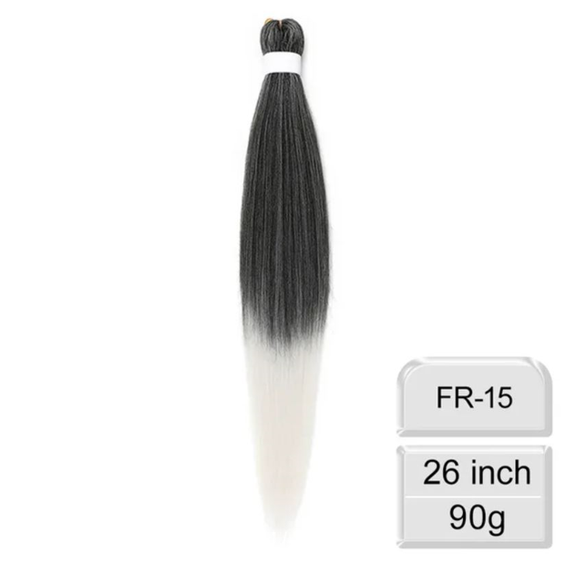 Канекалон Easy Braid омбре чорний світло-сірий блонд Довжина 65см Вага 90 грам Низькотемпературний 100-150 ° С FR-15 - Фото 3 Канекалон Easy Braid омбре чорний світло-сірий блонд Довжина 65см Вага 90 грам Низькотемпературний 100-150 ° С FR-15 - зображення 3