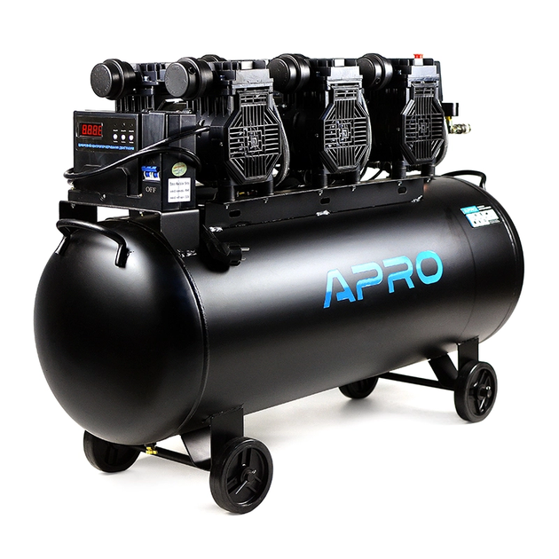 Компресор шестициліндровий безмасляний APRO OFE-100 8Бар 3х1.5кВт 712л/хв 100л - Фото 2 Компресор шестициліндровий безмасляний APRO OFE-100 8Бар 3х1.5кВт 712л/хв 100л - зображення 2