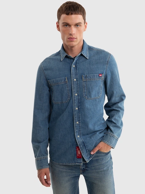 Сорочка джинсова чоловіча Big Star Derine 381 L Блакитна (5900714780456) - зображення 1