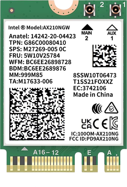 Мережева карта Intel Wi-Fi 6E AX210 M.2 2230 (AX210.NGWG.NV) - зображення 1