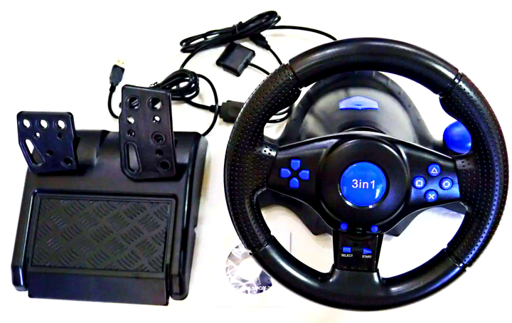 Ігровий руль 3в1 з педалями та коробкою передач Vibration Steering wheel - зображення 8