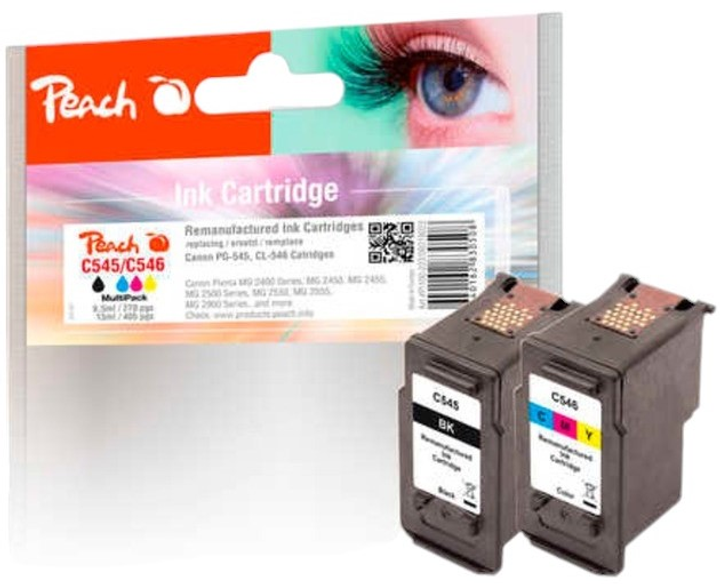 Набір картриджів Peach Tinte Spar Pack Plus PI300-578 для HP C2P42A Black 2 x 33 мл + Color 3 x 14 мл (7640164822600) - зображення 1