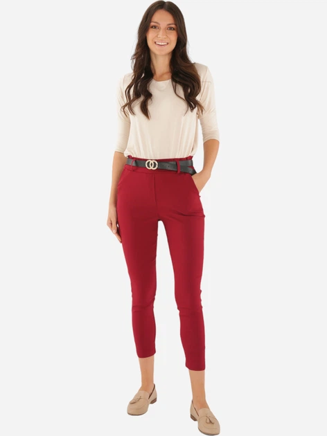 Spodnie slim fit damskie Unisono 224-5683C M Czerwone (5906140611548) - obraz 3