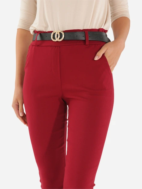 Spodnie slim fit damskie Unisono 224-5683C S Czerwone (5906140611531) - obraz 4