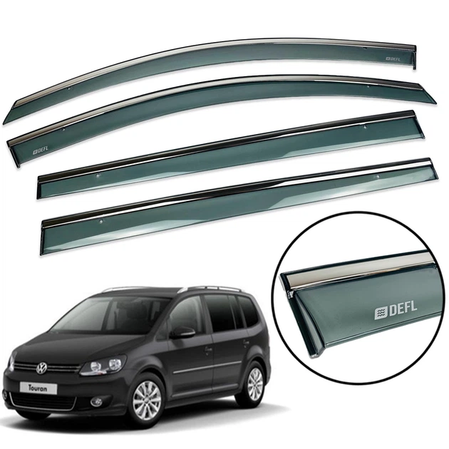 Дефлекторы окон (ветровики) DEFL для Volkswagen Touran 2003-2015 (довгі задні) с хром полоской накладные 4 шт. - Фото 1 Дефлекторы окон (ветровики) DEFL для Volkswagen Touran 2003-2015 (довгі задні) с хром полоской накладные 4 шт. - изображение 1