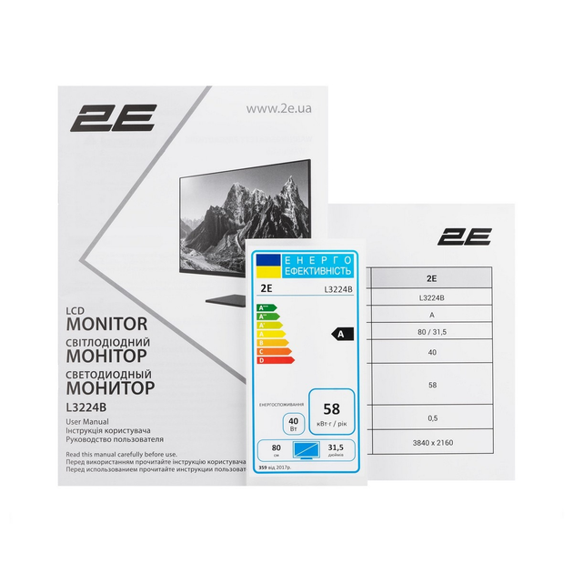 Монитор 2E 31.5" L3224B 2xHDMI, DP, VA, 3840x2160, MM - изображение 2