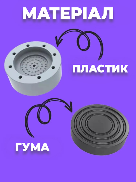 Подставки под стиральную машину антивибрационные Серые для холодильника и мебели универсальные 4 шт. - изображение 5