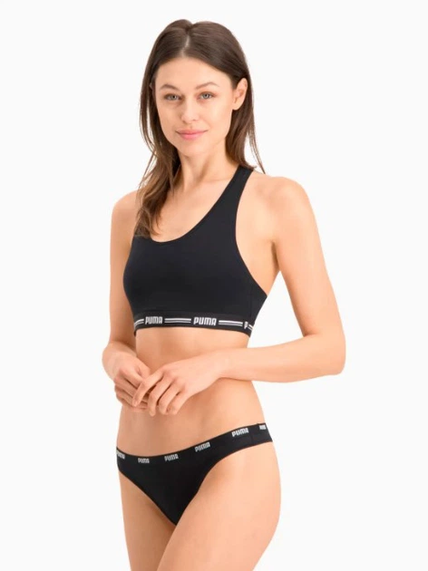 Набор трусиков танга женских хлопковых Puma String 3P Pack 90759002 XL 3шт Black (8718824804484) - изображение 5