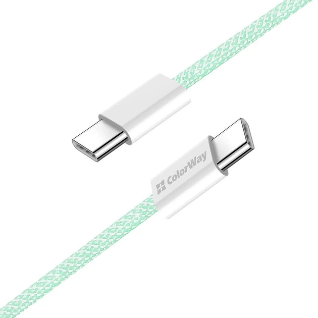 Кабель ColorWay USB Type-C + USB Type-C (M/M), 3.0 А, 1 м, Зелений (CW-CBPDCC061-G) - Фото 4 Кабель ColorWay USB Type-C + USB Type-C (M/M), 3.0 А, 1 м, Зелений (CW-CBPDCC061-G) - зображення 4
