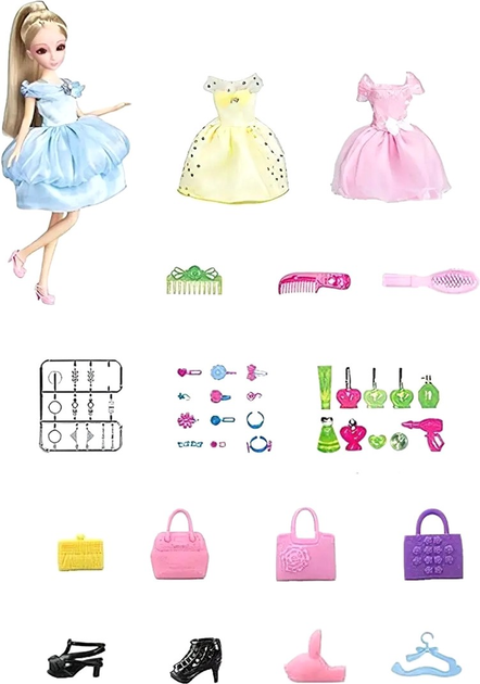 Лялька LEAN Toys Модель з набором одягу в валізі 28 см (1818912165422) - зображення 5