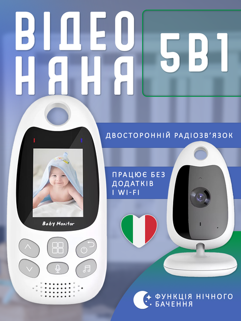 Видеоняня беспроводная радионяня с двусторонней связью Andowl Q-SX903X1 видеонаблюдение в детскую с портативным дисплеем Baby Monitor радио няня с ночным видением колыбельными и экраном радионяни видеоняни беспроводные видео няни - изображение 1